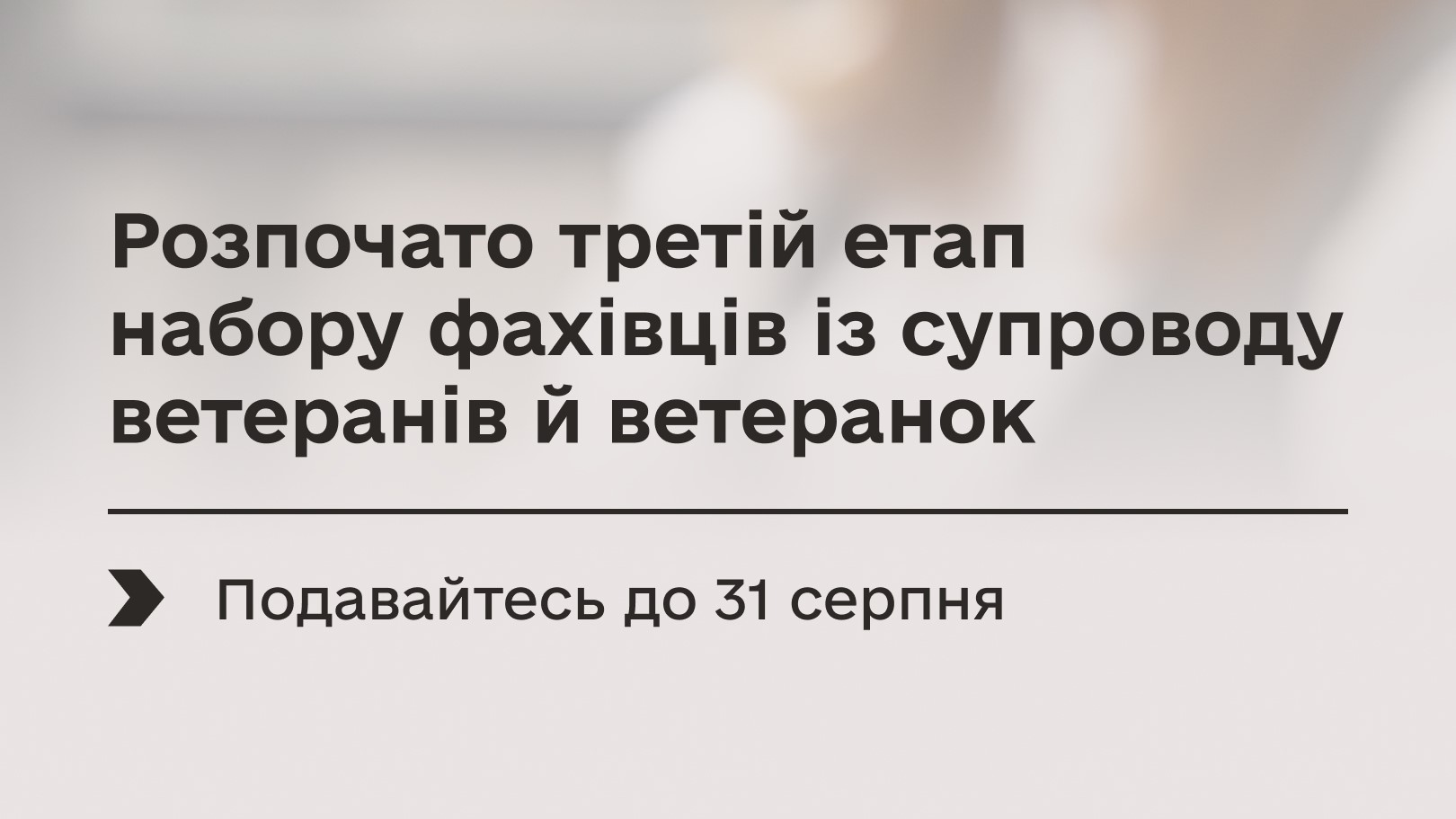 Пліч-о-пліч із тими, хто захищав Україну: стартував третій етап відбору фахівців із супроводу ветеранів й ветеранок